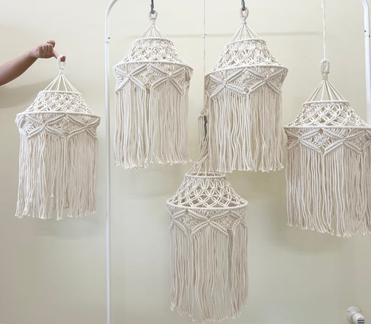 Handwoven Macrame Chandelier-White